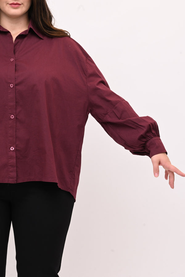 Camicia over manica palloncino - Vino