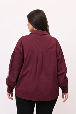 Camicia over manica palloncino - Vino