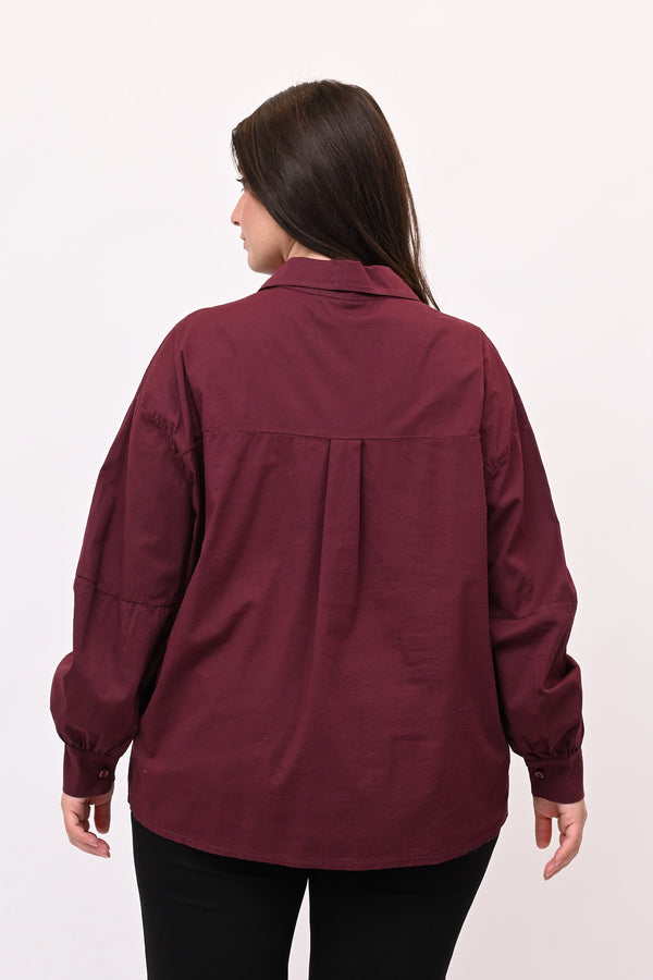 Camicia over manica palloncino - Vino