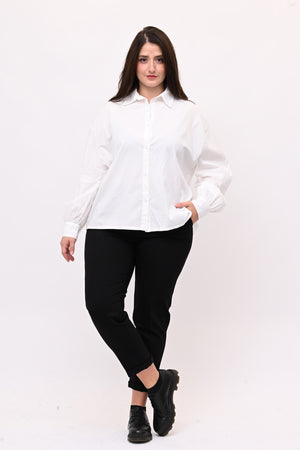 Camicia over manica palloncino - Bianco