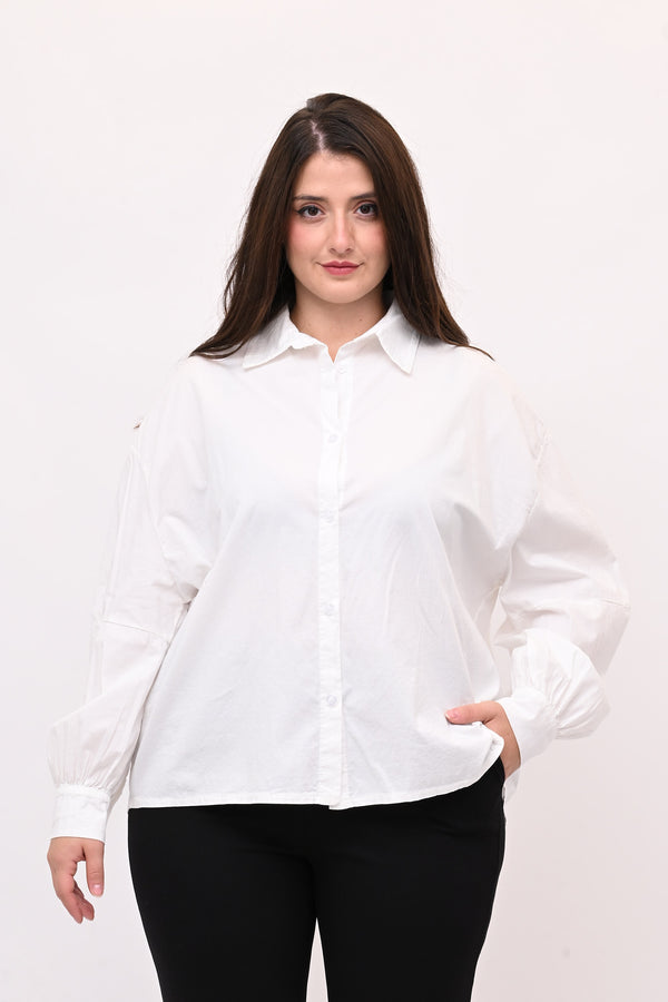 Camicia over manica palloncino - Bianco