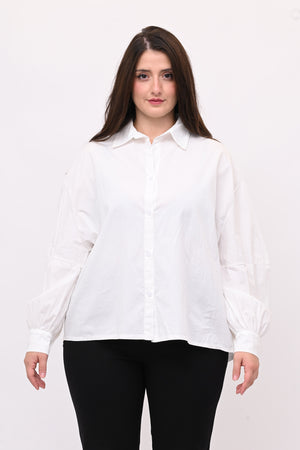 Camicia over manica palloncino - Bianco