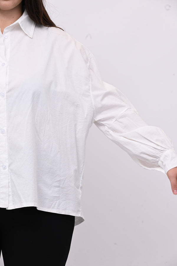 Camicia over manica palloncino - Bianco