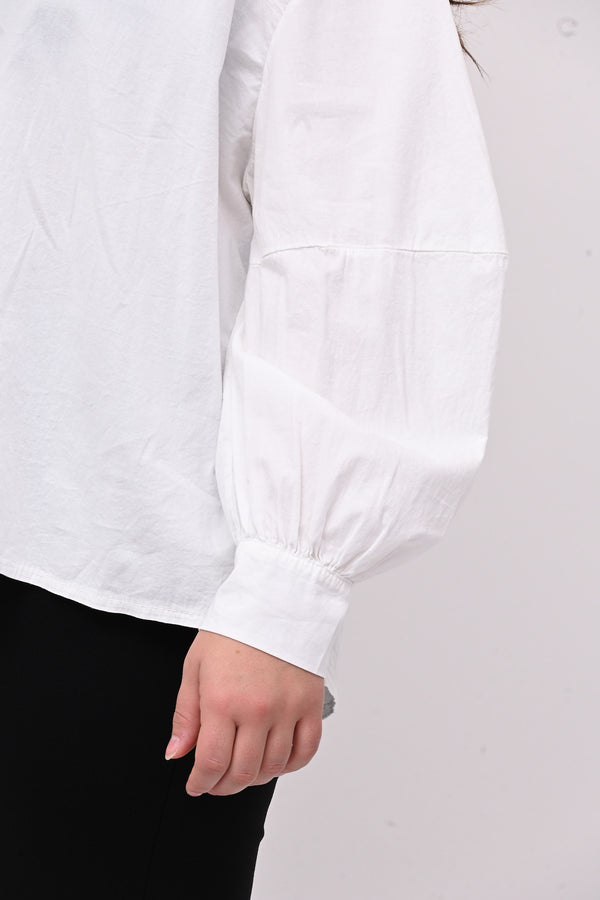 Camicia over manica palloncino - Bianco
