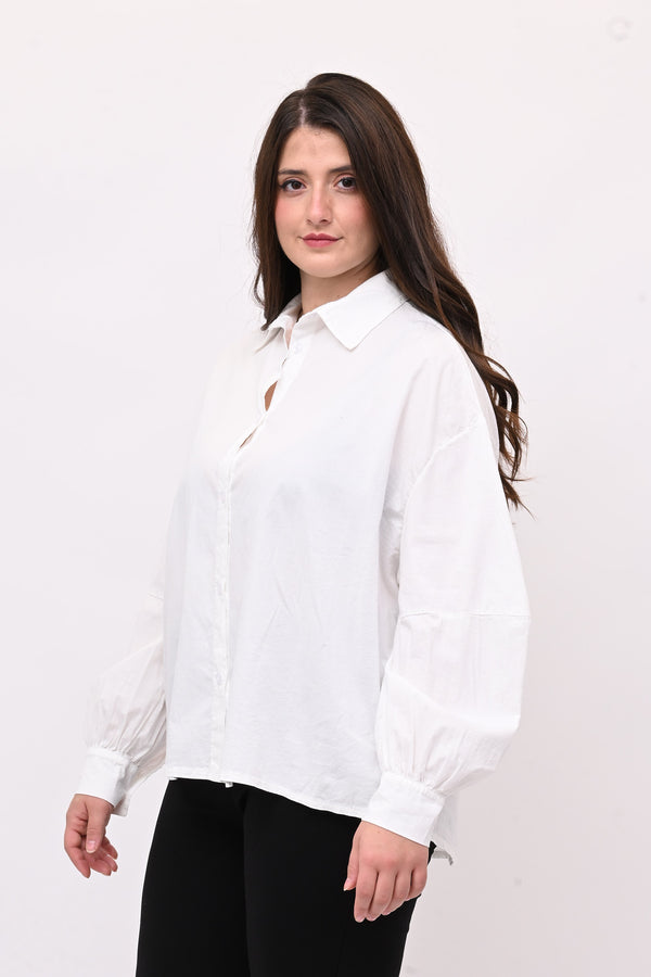 Camicia over manica palloncino - Bianco