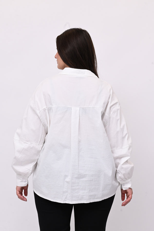 Camicia over manica palloncino - Bianco