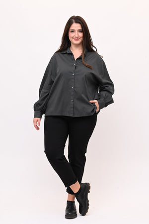 Camicia over manica palloncino - Grigio