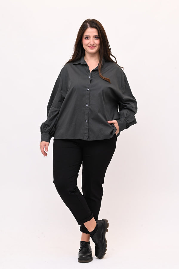 Camicia over manica palloncino - Grigio