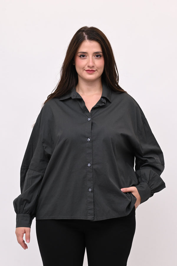 Camicia over manica palloncino - Grigio
