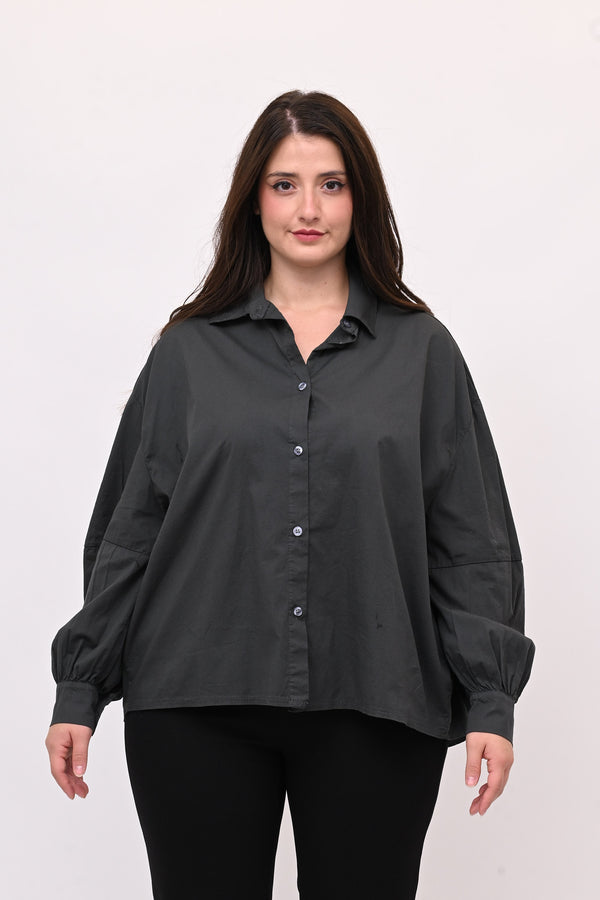 Camicia over manica palloncino - Grigio