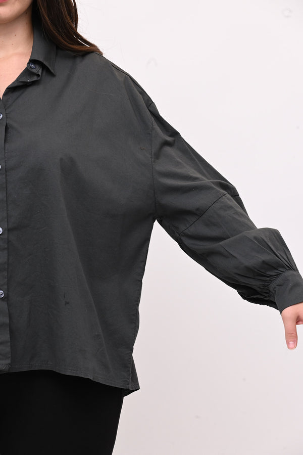Camicia over manica palloncino - Grigio