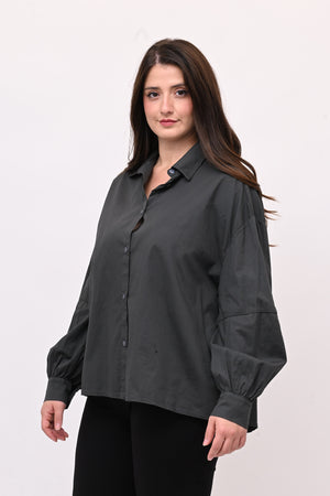 Camicia over manica palloncino - Grigio