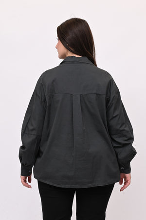 Camicia over manica palloncino - Grigio