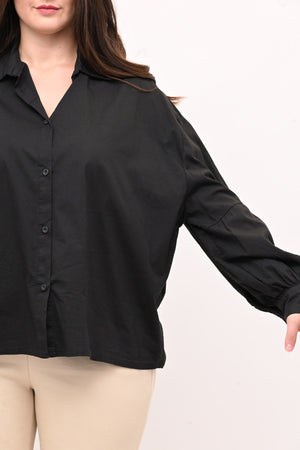 Camicia over manica palloncino - Nero