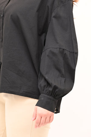 Camicia over manica palloncino - Nero