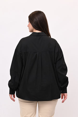 Camicia over manica palloncino - Nero