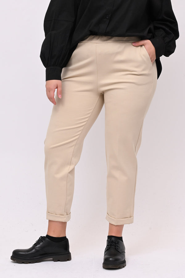 Pantaleggins punto Milano risvolto - Panna