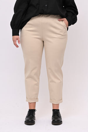 Pantaleggins punto Milano risvolto - Panna