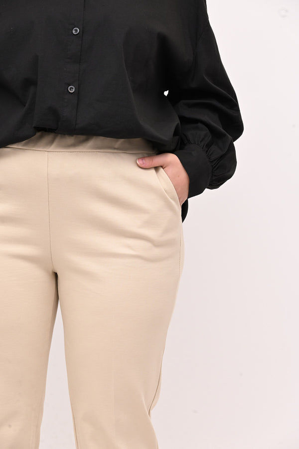 Pantaleggins punto Milano risvolto - Panna