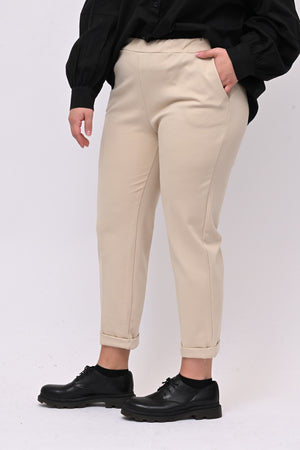 Pantaleggins punto Milano risvolto - Panna