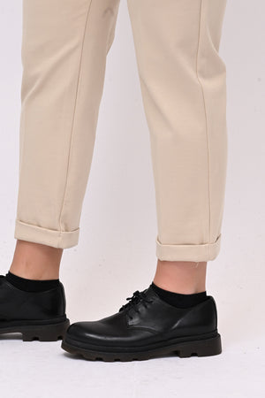 Pantaleggins punto Milano risvolto - Panna