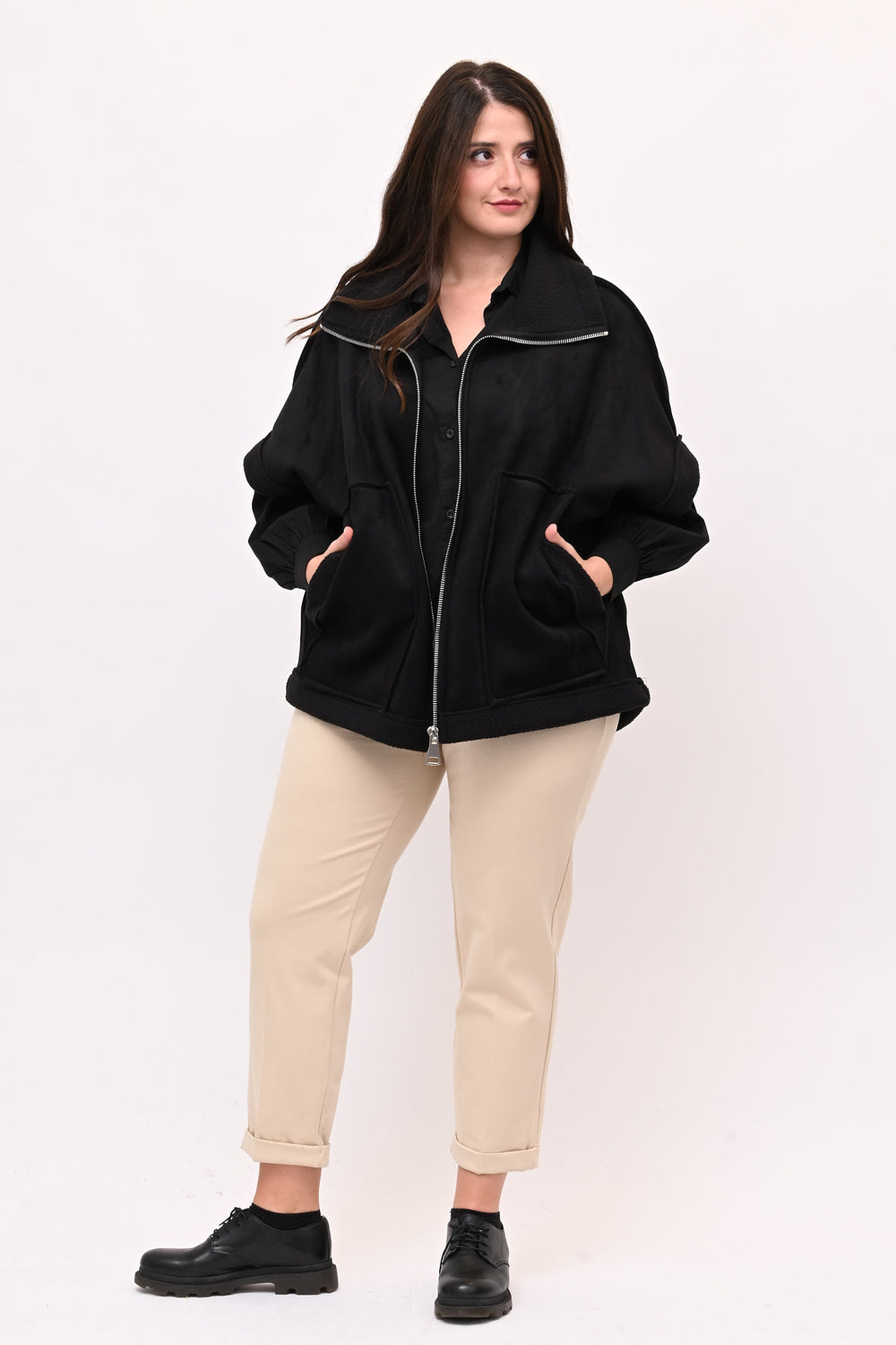 Pantaleggins punto Milano risvolto - Panna