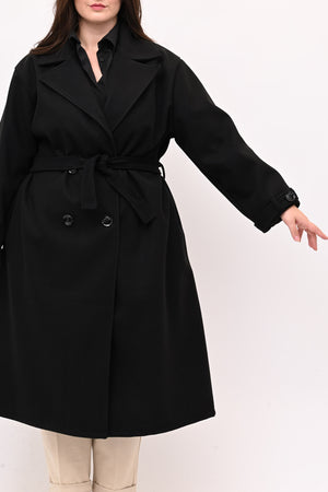Cappotto doppio petto cinta - Nero