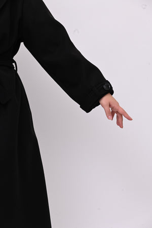 Cappotto doppio petto cinta - Nero