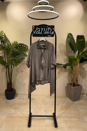 Maxi camicia cravatta - Fango
