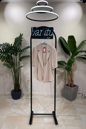 Blazer lino peplum - Naturale