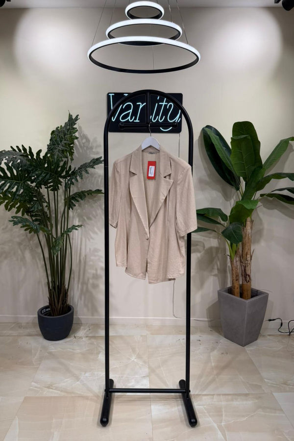 Blazer lino peplum - Naturale
