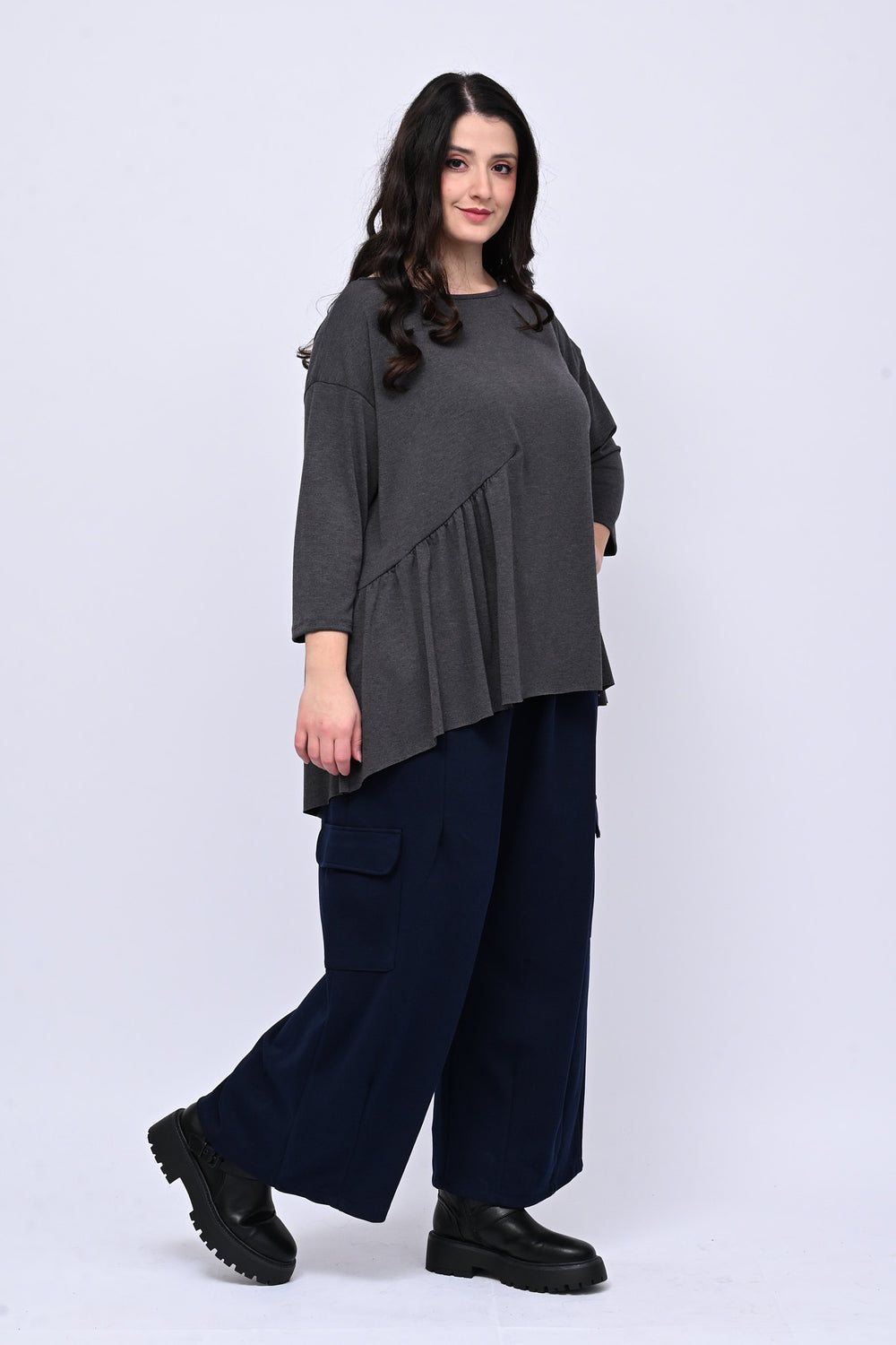 Maglia over balza - Grigio