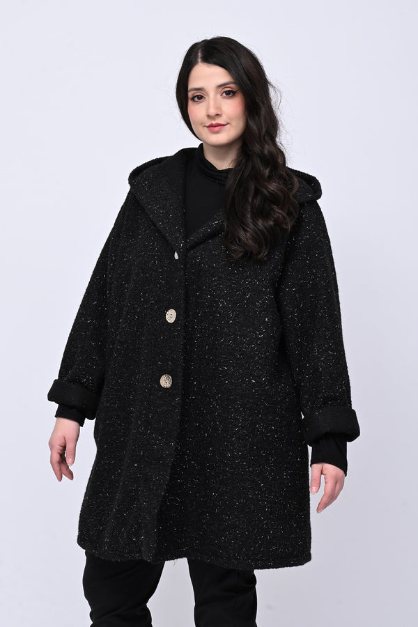 Cappotto bouclè lurex - Nero