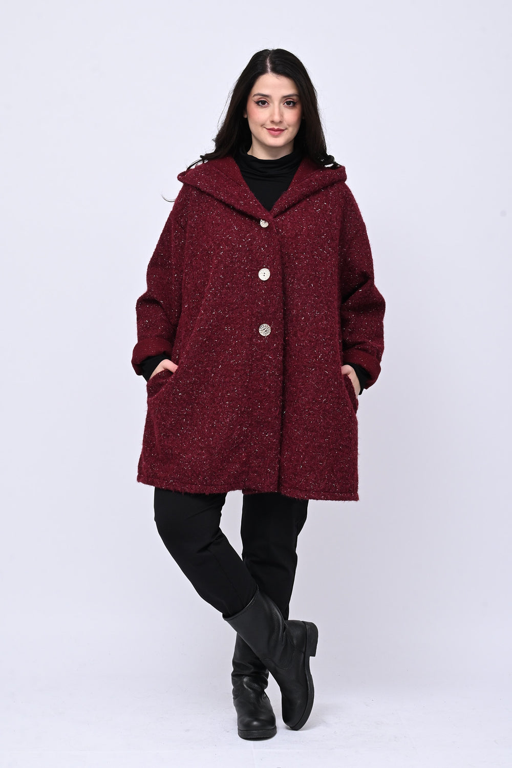 Cappotto bouclè lurex - Vino