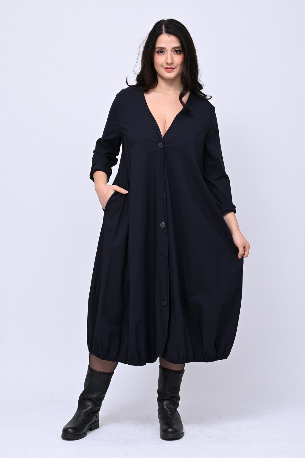 Abito bottoni elastico - Blu