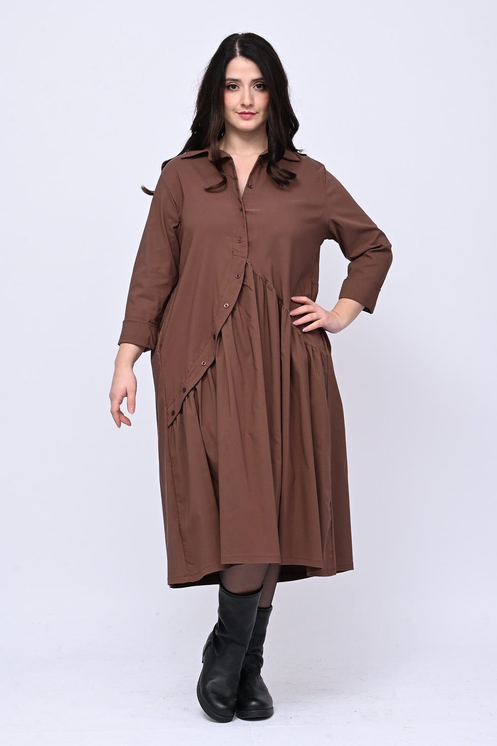 Abito bengalina bottoni - Biscotto