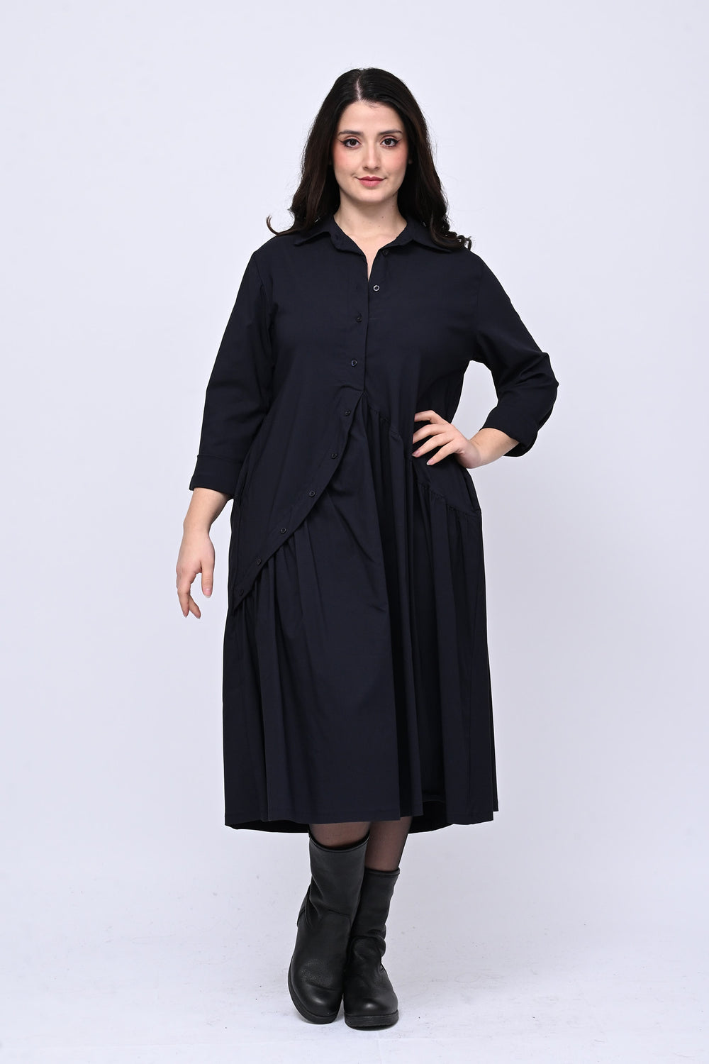 Abito bengalina bottoni - Blu