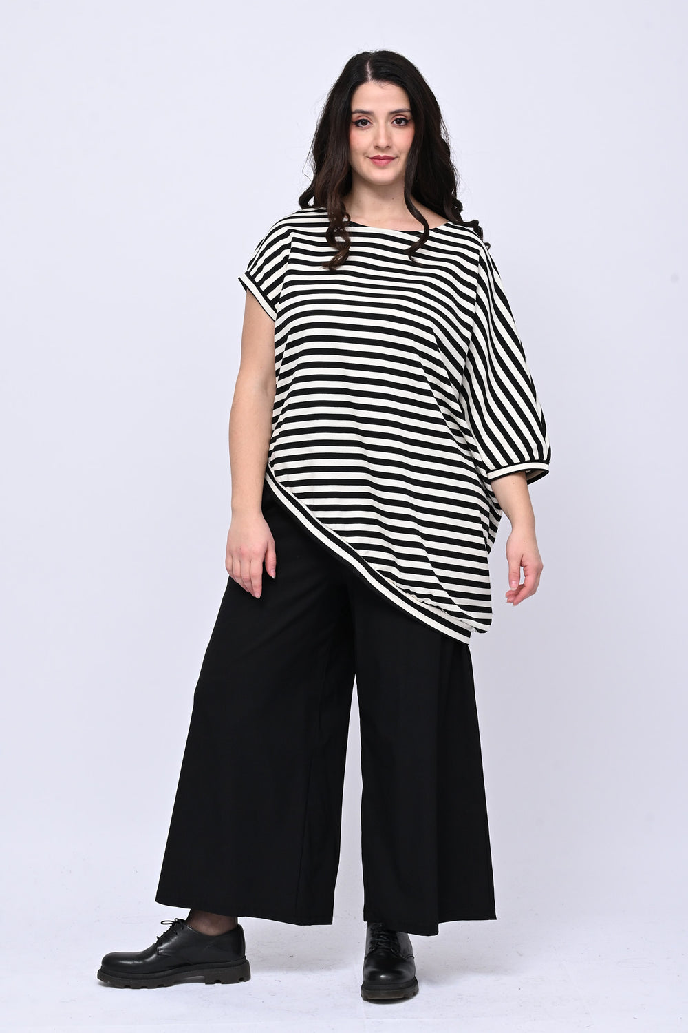 Felpa righe asimmetrica - Nero