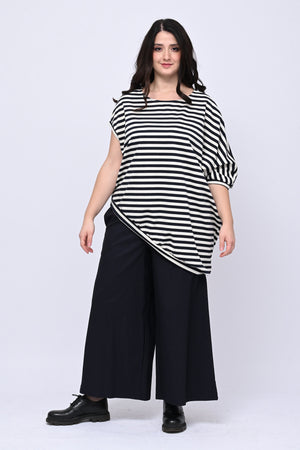 Felpa righe asimmetrica - Blu