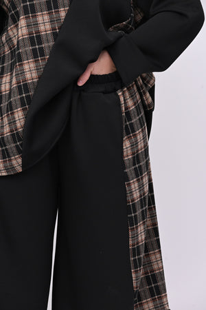 Completo neoprene tartan collo anello - Nero