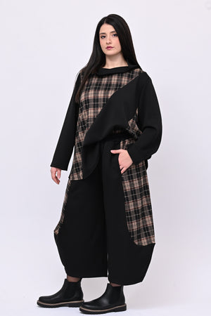 Completo neoprene tartan collo anello - Nero