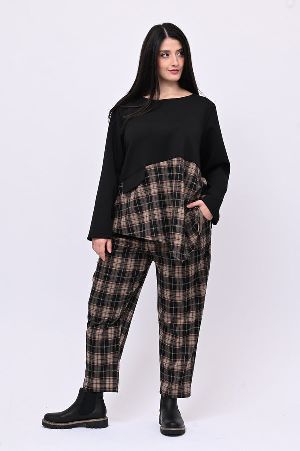 Completo neoprene tartan taschino - Nero