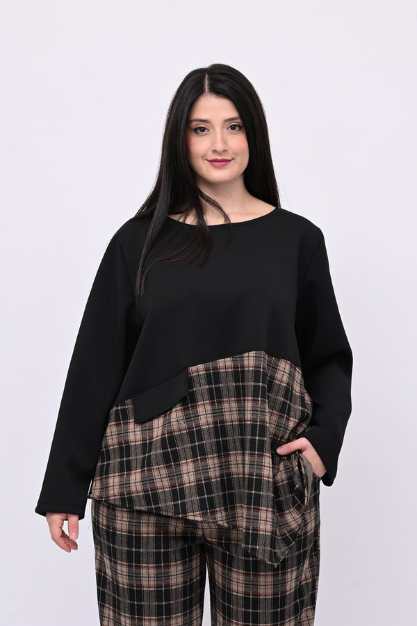 Completo neoprene tartan taschino - Nero