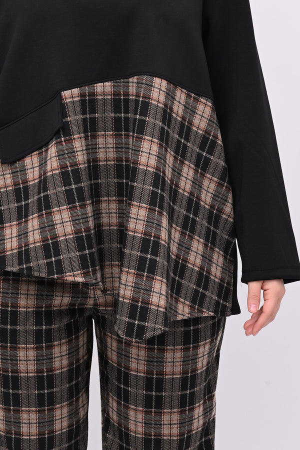 Completo neoprene tartan taschino - Nero