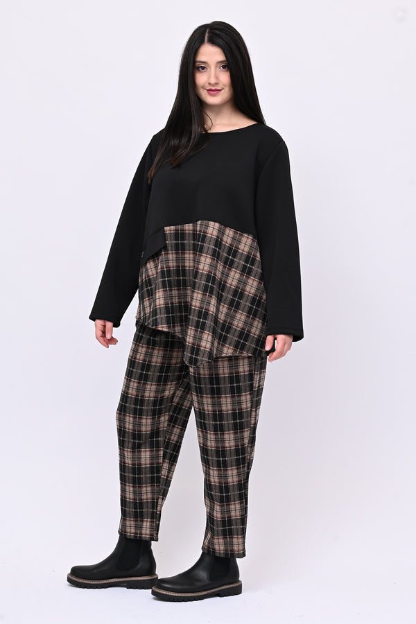 Completo neoprene tartan taschino - Nero