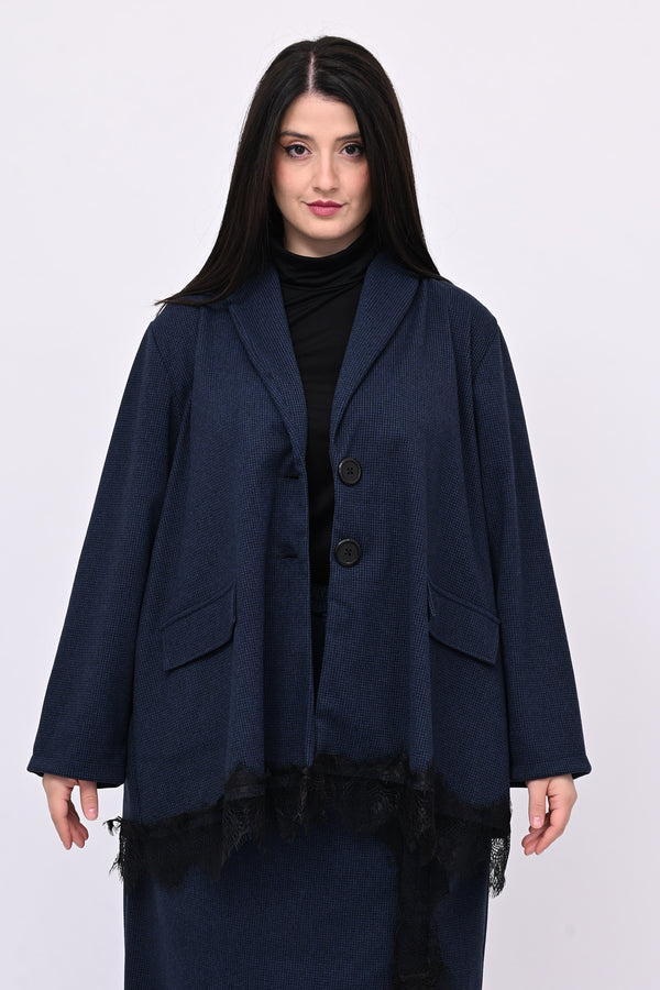 Tailleir piedepull e pizzo - Blu