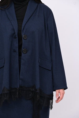 Tailleir piedepull e pizzo - Blu