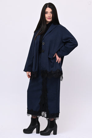 Tailleir piedepull e pizzo - Blu