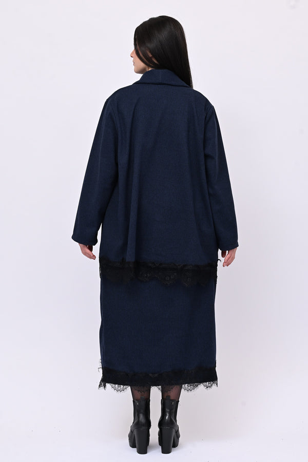 Tailleir piedepull e pizzo - Blu