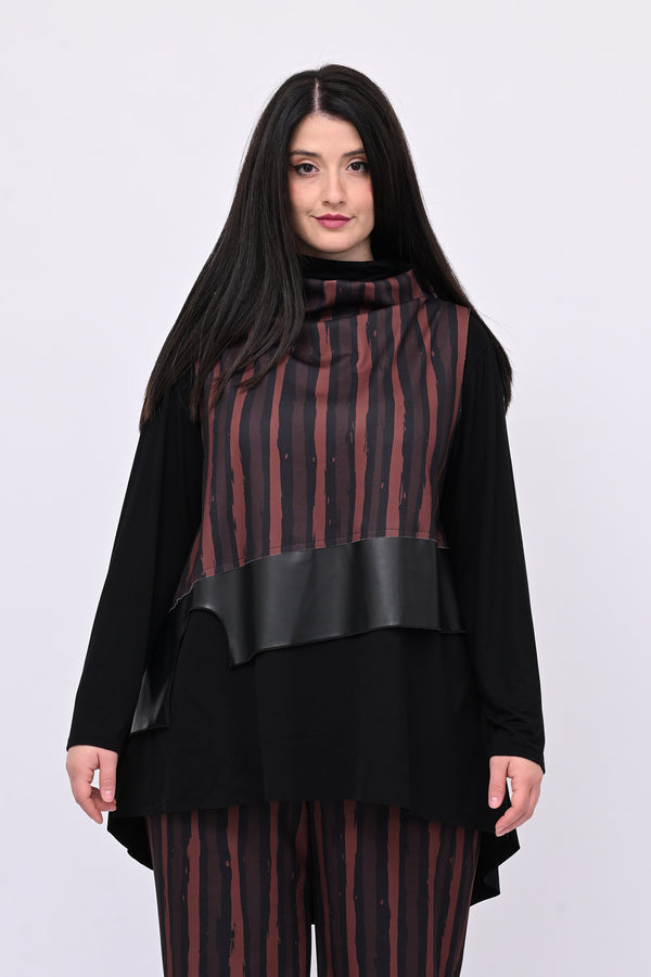 Completo righe ecopelle - Moro